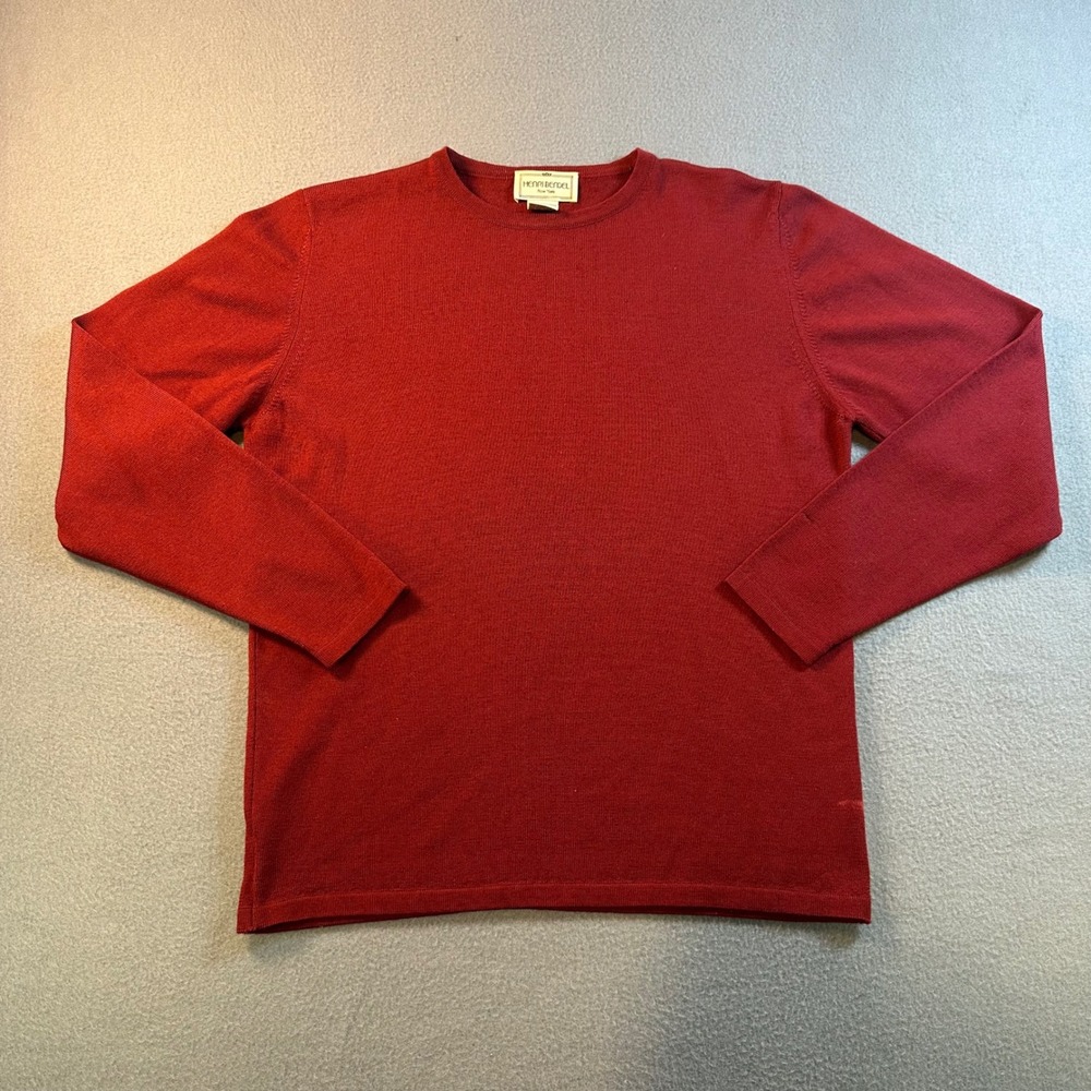 Henri Bendel Red Extrafine Merino Wool Crewneck Sweater Made in Italy Small